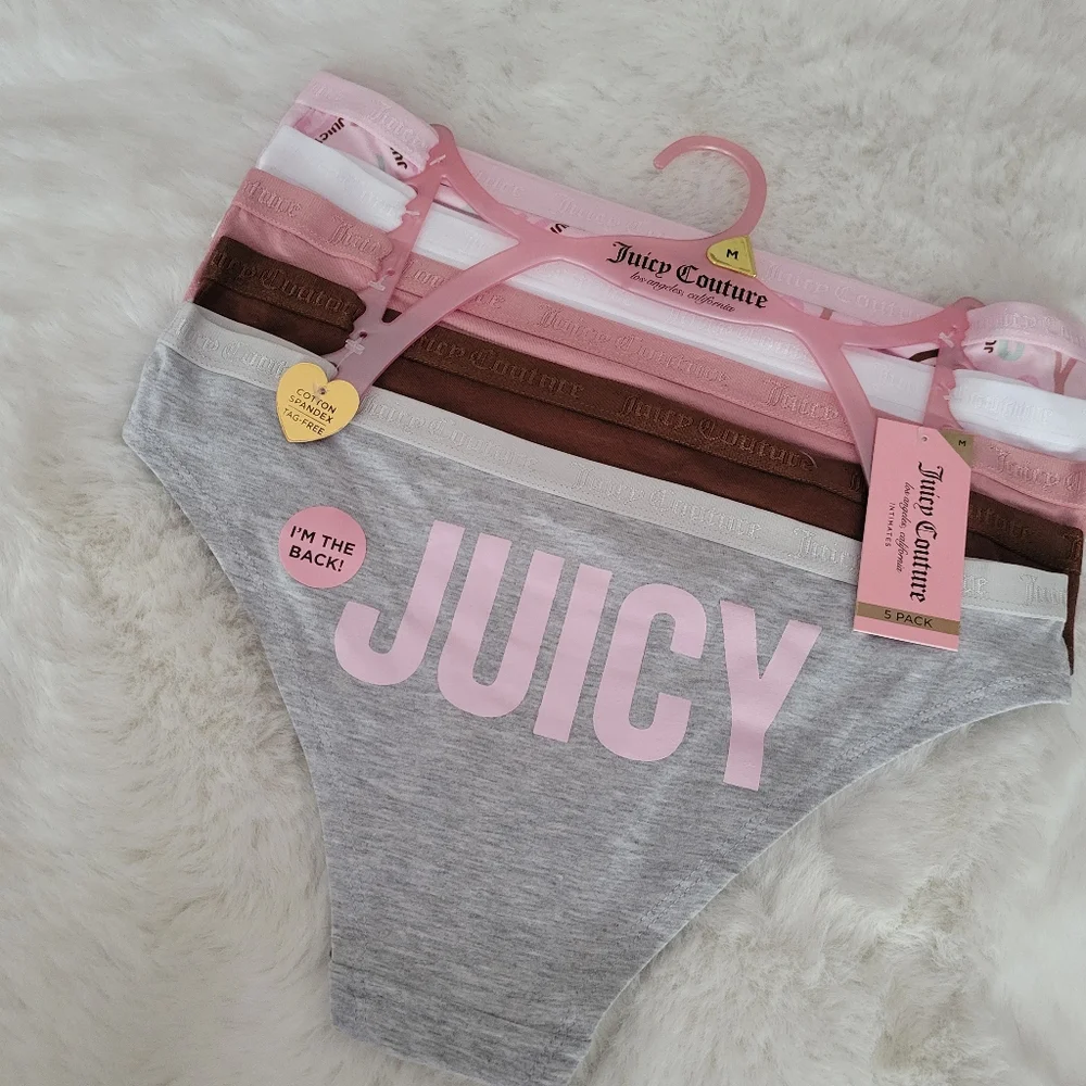 🩷9JUICY COUTURE BRAND NEW 5-PACK COTTON SPANDEX PANTIES SIZE M